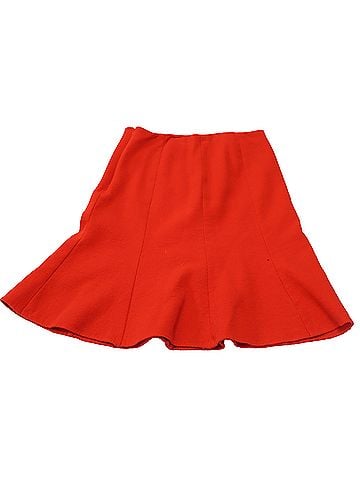 Oscar De La Renta Oscar De La Renta Panel Midi Skirt in Red Wool (view 2)