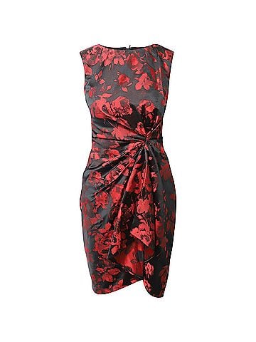 Jason Wu Jason Wu Draped Floral Print Sleeveless Dress in Black Polyester (view 1)