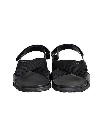 Prada Prada Logo Strap Crisscross Sandals in Black Leather (view 2)