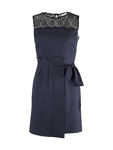Sandro Sandro Justin Jacquard Mini Dress in Navy Blue Polyester (view 1)