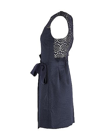 Sandro Sandro Justin Jacquard Mini Dress in Navy Blue Polyester (view 2)