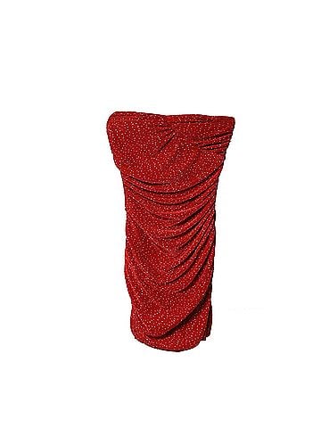 Maje Maje Orion Ruched Polka Dot Mini Dress in Red Polyester (view 1)