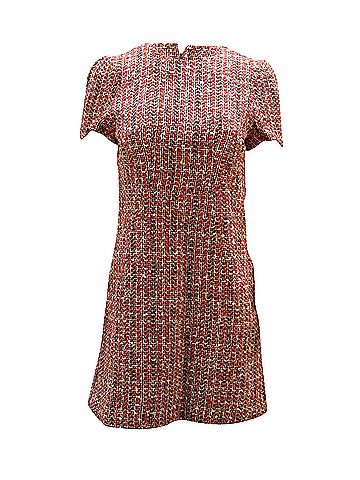 Alexander McQueen Alexander McQueen Tweed Shift Dress in Red Cotton (view 1)