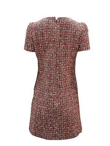 Alexander McQueen Alexander McQueen Tweed Shift Dress in Red Cotton (view 2)