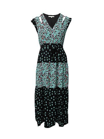 Maje Maje Floral Maxi Dress with Flutter Sleeve in Multicolor Viscose (view 1)