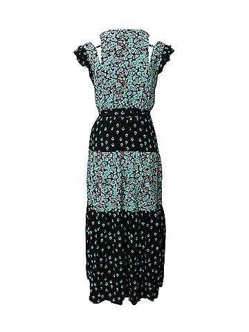 Maje Maje Floral Maxi Dress with Flutter Sleeve in Multicolor Viscose (view 2)