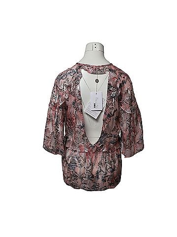 IRO Iro Open-back Metallic Fil Coupé Chiffon Blouse in Pastel Pink Silk (view 2)