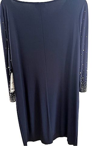 MSK Navy Pearl-Embellished Sleeve Dress Casual Dress (view 2)