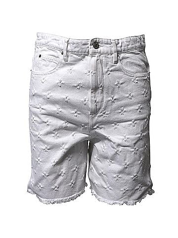 Isabel Marant Isabel Marant Etoile Distressed Bermuda Shorts in White Cotton Denim (view 1)