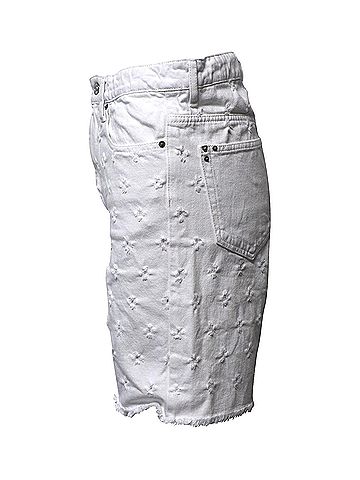 Isabel Marant Isabel Marant Etoile Distressed Bermuda Shorts in White Cotton Denim (view 2)