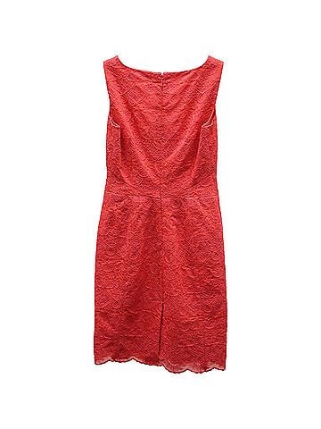 Tory Burch Tory Burch Cameron V-Neck Sleeveless Sheath Dress in Coral Polyester (view 2)