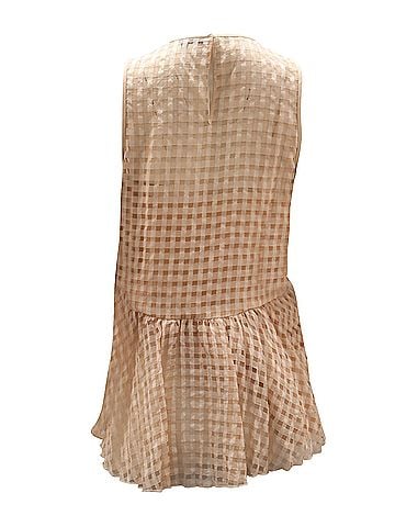Tibi Tibi Checkered Peplum Top in Peach Rayon (view 2)