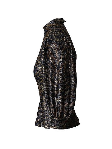 Ganni Ganni Tiger Print Puff Sleeve Lurex Knit Top in Multicolor Polyester (view 2)