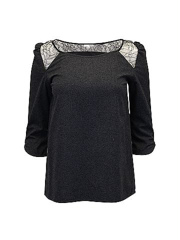 BA&SH Ba&amp;Sh Lace-Trim Top in Grey Polyester (view 1)