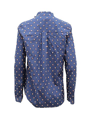 Derek Lam Derek Lam 10 Crosby Blouse with Cascading Ruffles in Navy Blue Cotton (view 2)