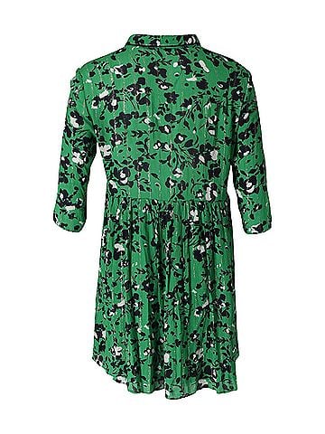 BA&SH Ba&amp;Sh Floral Button-Front Gathered Skirt Mini Dress in Green Viscose (view 1)
