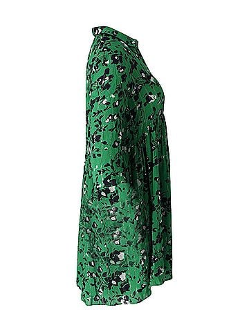 BA&SH Ba&amp;Sh Floral Button-Front Gathered Skirt Mini Dress in Green Viscose (view 2)