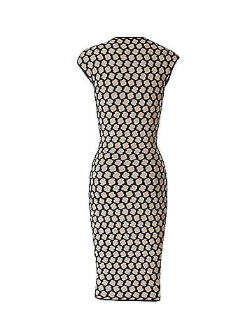 Alexander McQueen Alexander McQueen Honeycomb Intarsia Knit Dress in Beige Wool (view 1)