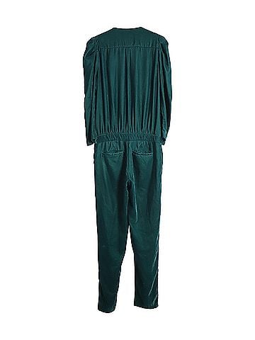 BA&SH Ba&amp;Sh Surplice Top Jumpsuit in Green Velvet (view 2)