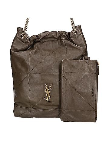 Yves Saint Laurent Yves Saint Laurent SAINT LAURENT PARIS 781666 JAMIE 4.3 Lambskin Drawstring Chain Shoulder Bag, Khaki with Gold Hardware, Women's (view 1)