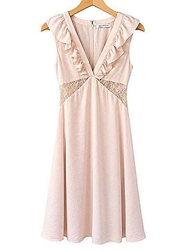 Avec Les Filles Lace Cutout Ruffle Midi Dress Cocktail Dress (view 2)