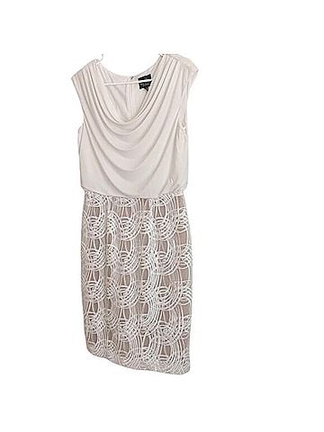 Adrianna Papell Cowl Neck Embroidered Ribbon Sheath Dress Cocktail Dress (view 2)