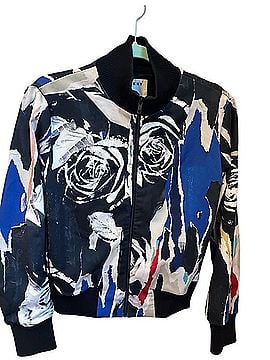 DKNY Abstract Paint-Effect Bomber Jacket Jacket (view 2)