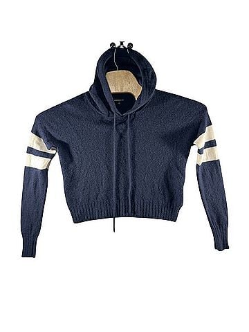 Minnie Rose F7723 Varsity Stripe Cashmere Hoodie Pullover Sweater (view 2)