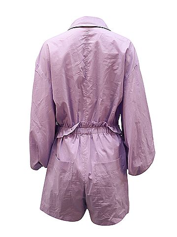 Tibi Tibi Baptise Pajama Romper with Waist Tie in Purple Cotton (view 2)