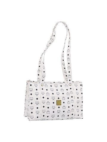 MCM Vintage Visetos Canvas White Canvas Tote Bag Bag (view 1)