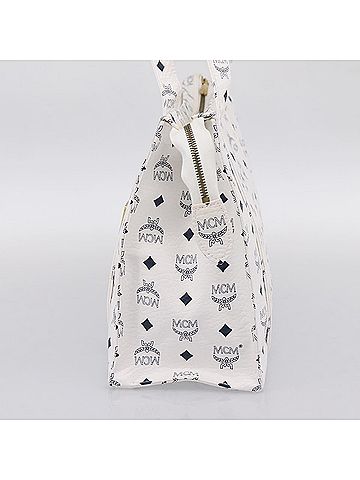 MCM Vintage Visetos Canvas White Canvas Tote Bag Bag (view 2)
