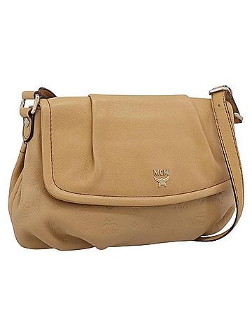 MCM Visetos Leather Beige Leather Shoulder Bag Bag (view 1)