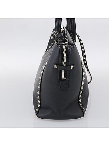 Valentino Garavani Rockstud Soft Leather Black Leather Tote Bag Bag (view 2)