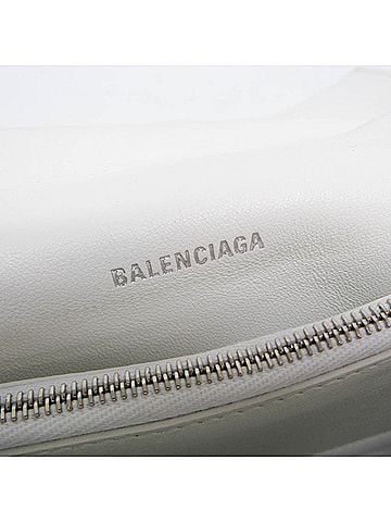 Balenciaga Crush Chain Flap Quilted Crushed Calfskin White Leather Handbag (view 2)
