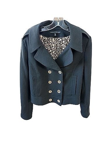 White House Black Market Double Breasted Cropped Blazer Moto Jacket Jacket (view 2)