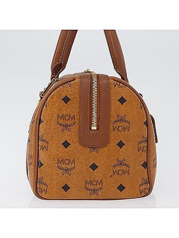 MCM Visetos Logogramme Leather Brown Leather Handbag (view 2)