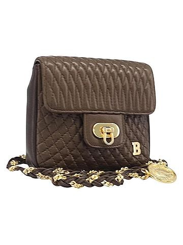 Bally Vintage Chain Quilted Leather Brown Leather Shoulder Bag Bag (view 1)