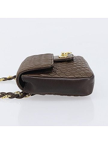 Bally Vintage Chain Quilted Leather Brown Leather Shoulder Bag Bag (view 2)