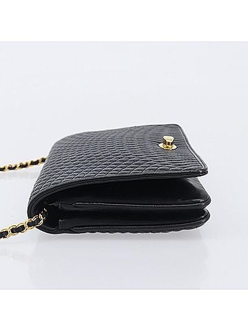 Bally Vintage Chain Quilted Leather Black Leather Shoulder Bag Bag (view 2)