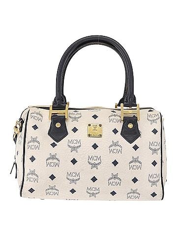 MCM Visetos Logogramme Leather White Leather Handbag (view 1)