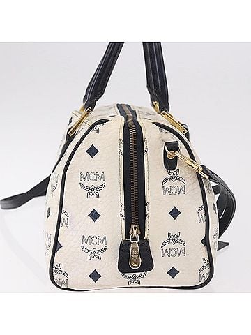 MCM Visetos Logogramme Leather White Leather Handbag (view 2)