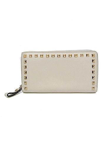 Valentino Garavani Rockstud Zip Around Leather White Leather Wallets Accessory (view 1)