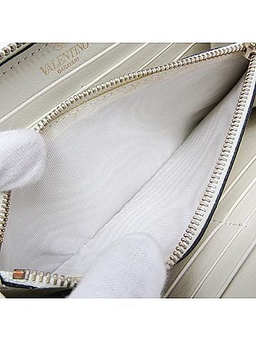 Valentino Garavani Rockstud Zip Around Leather White Leather Wallets Accessory (view 2)