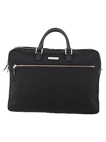Burberry Front Zip Pocket Convertible Leather Black Nylon Briefcase Bag (view 1)
