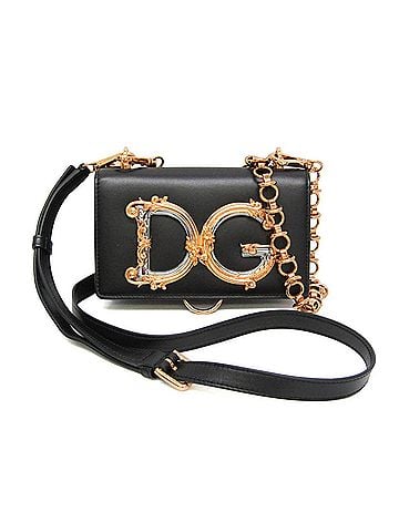 Dolce & Gabbana Dg Girls Flap Embellished Printed Elaphe Black Leather Handbag (view 1)