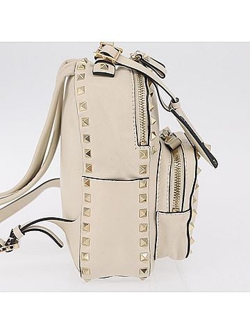 Valentino Garavani Rockstud Leather Beige Leather Tote Bag Bag (view 2)