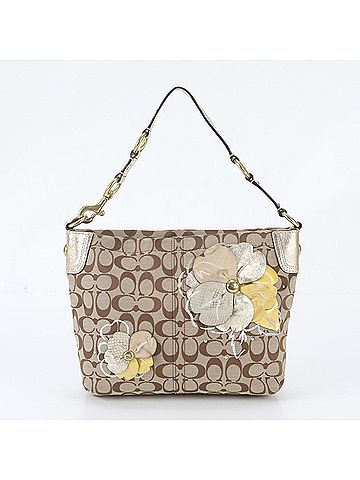 Coach Coach Signature Flower Leather Canvas Shoulder Bag Tote Handbag for Women (view 1)