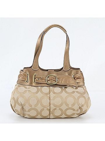 Coach Coach Op Art 13880 Leather Canvas Tote Bag Shoulder Handbag for Women (view 1)