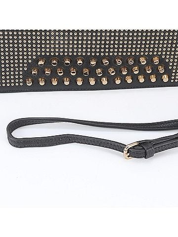MCM MCM Studded Leather Shoulder Bag, Black, Brand Name, Women's (view 2)
