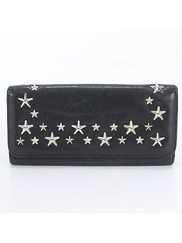 Jimmy Choo Jimmy Choo Star Studded Leather Long Wallet, Round Zipper, Black, Women's (view 1)
